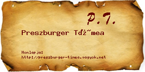 Preszburger Tímea névjegykártya